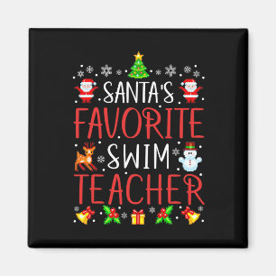 Santa's Favorite Swim Teacher Xmas Matching Magnet