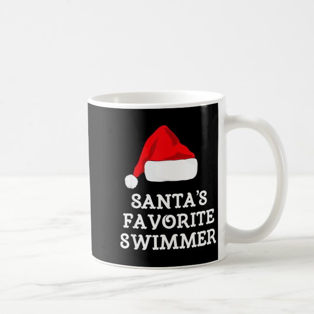 Santa's Favorite Swimmer Christmas Funny Xmas Swim Coffee Mug (Right)