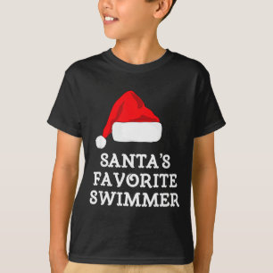 Santa's Favorite Swimmer Christmas Funny Xmas Swim T-Shirt