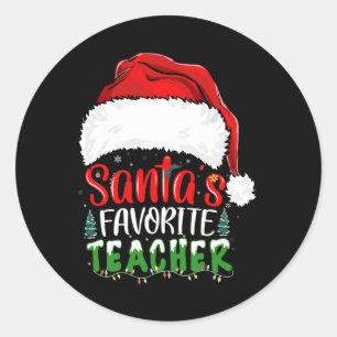 Santa's Favorite Teacher Fun Christmas Teacher Classic Round Sticker