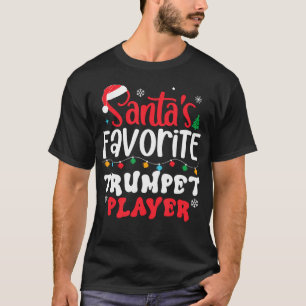 Santa'S Favorite Trumpet Player Santa Hat Light Ch T-Shirt