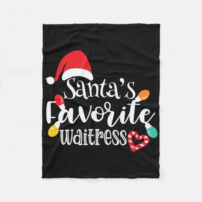 Santa's Favorite Waitress Christmas Lights Santa H Fleece Blanket (Front)