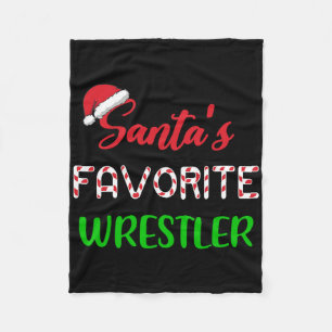 Santas Favorite Wrestler Funny Wrestling Christmas Fleece Blanket