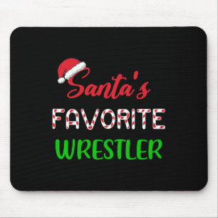 Santas Favorite Wrestler Funny Wrestling Christmas Mouse Pad