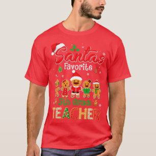 Santas Favourite 5th Grade Teacher Cookie Xmas Hat T-Shirt
