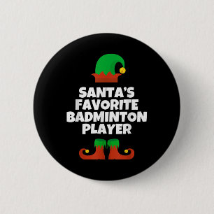 Santas Favourite Badminton Player Christmas Hat Fu 6 Cm Round Badge