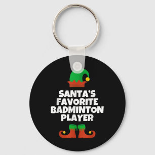 Santas Favourite Badminton Player Christmas Hat Fu Key Ring