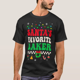 Santas Favourite Baker Retro Christmas T-Shirt