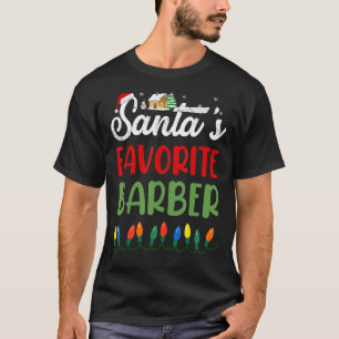 Santa's Favourite Barber Funny Christmas Tree Sant T-Shirt