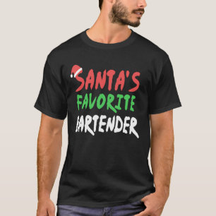 Santas Favourite Bartender Bartending Xmas Christ T-Shirt