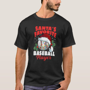 Santa's Favourite Baseball Player Christmas Pajama T-Shirt