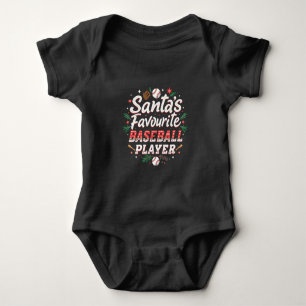 Santa's Favourite Baseball Player Christmas Tree Baby Bodysuit