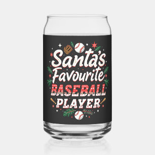 Santa's Favourite Baseball Player Christmas Tree Can Glass