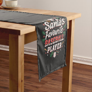 Santa's Favourite Baseball Player Christmas Tree Short Table Runner