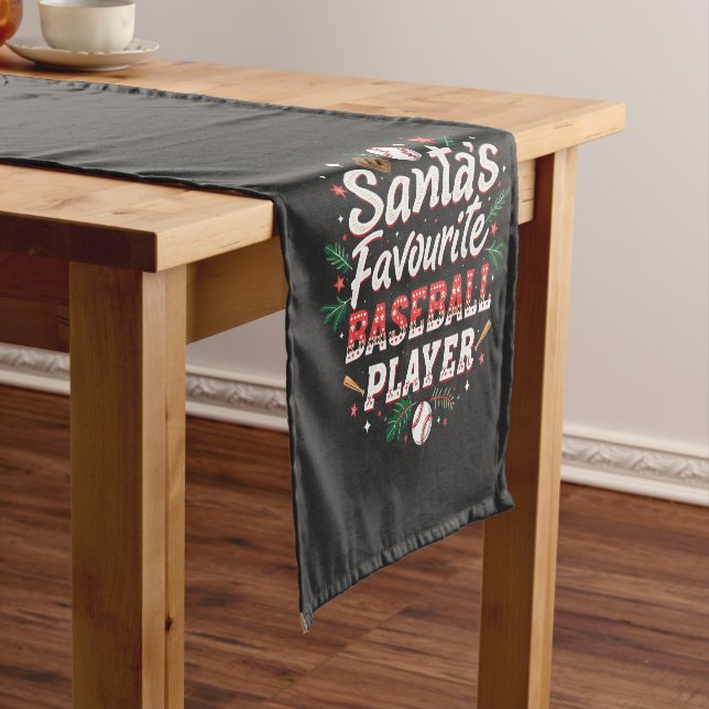 Santa's Favourite Baseball Player Christmas Tree Short Table Runner (In Situ)
