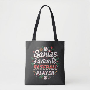 Santa's Favourite Baseball Player Christmas Tree Tote Bag