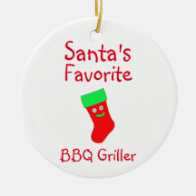 Santa's Favourite BBQ Griller Ceramic Ornament
