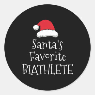 Santas Favourite Biathlete - Christmas Funny Biath Classic Round Sticker