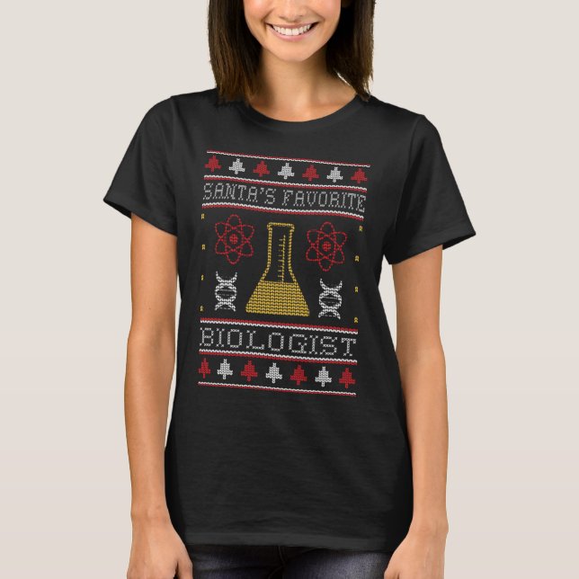 Santa's Favourite Biologist Christmas Biology Scie T-Shirt (Front)