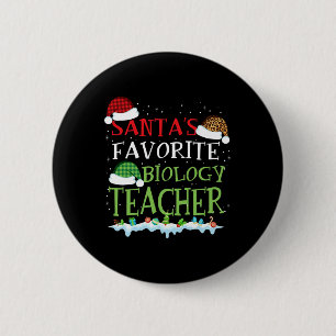 Santa's Favourite Biology Teacher Funny Christmas 6 Cm Round Badge