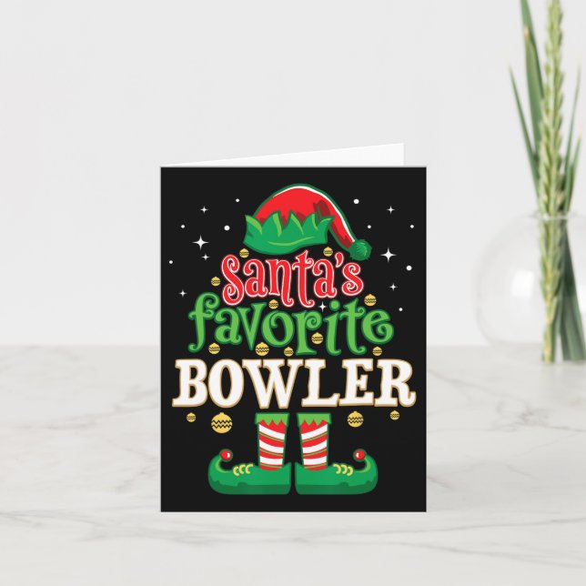 Santa's Favourite Bowler Christmas Matching Bowlin Card (Front)
