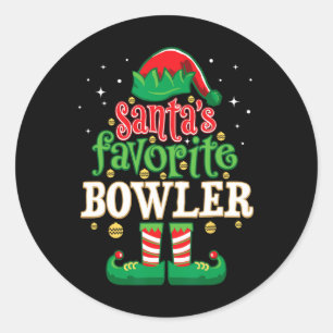 Santa's Favourite Bowler Christmas Matching Bowlin Classic Round Sticker