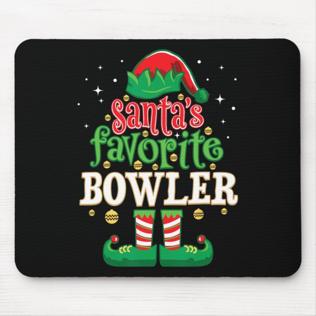 Santa's Favourite Bowler Christmas Matching Bowlin Mouse Pad (Front)