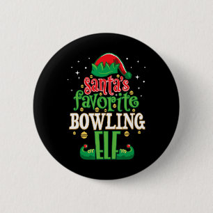 Santa's Favourite Bowling Elf Christmas Matching B 6 Cm Round Badge