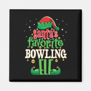 Santa's Favourite Bowling Elf Christmas Matching B Magnet
