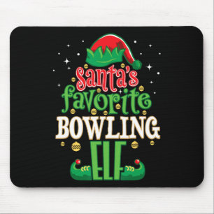 Santa's Favourite Bowling Elf Christmas Matching B Mouse Pad
