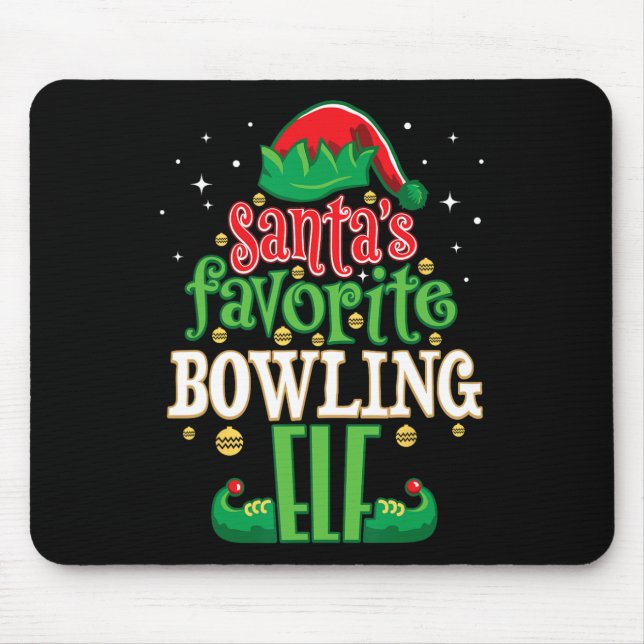 Santa's Favourite Bowling Elf Christmas Matching B Mouse Pad (Front)