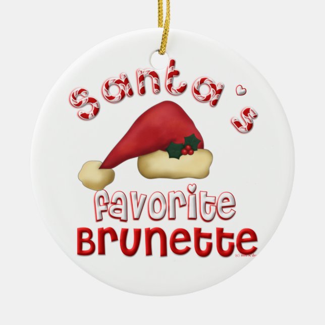 Santa's Favourite Brunette Ornament (Front)