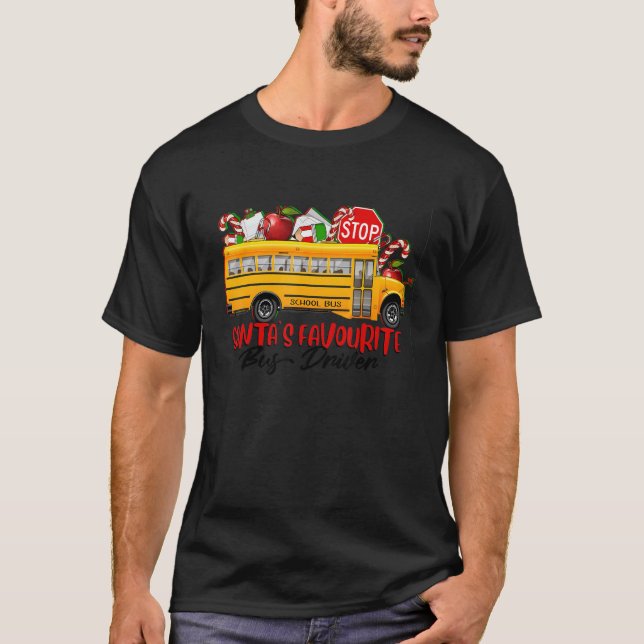 Santa's Favourite Bus Driver Christmas Delivery Ca T-Shirt (Front)