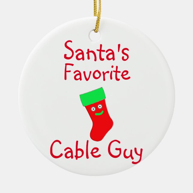 Santa's Favourite Cable Guy Ceramic Ornament (Front)