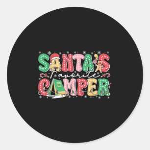 Santas Favourite Camper Camping Crew Family Vacati Classic Round Sticker