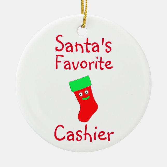 Santa's Favourite Cashier Ceramic Ornament (Front)