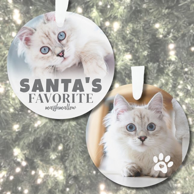 Santa's Favourite Cat Photo Christmas Ornament (Santa's Favorite Cat Photo Christmas Ornament )