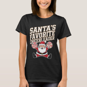 Santa's Favourite Cheerleader Christmas Cheerleadi T-Shirt