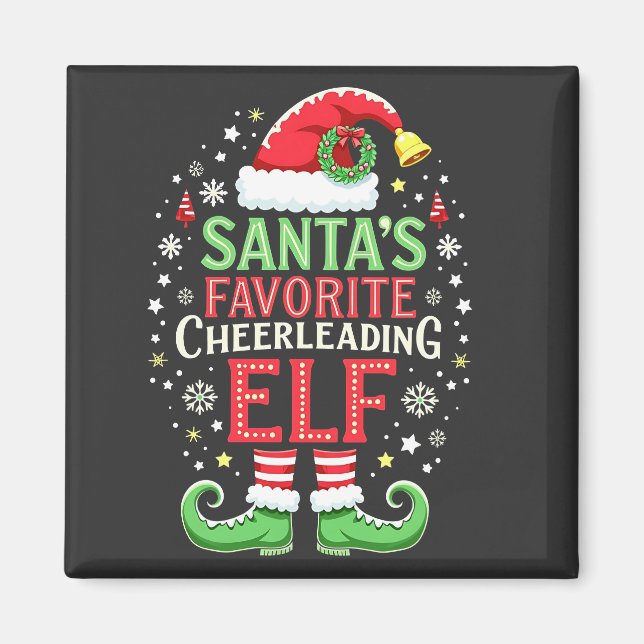 Santa's Favourite Cheerleading Elf Family Matching Magnet (Front)