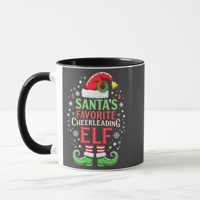 Santa's Favourite Cheerleading Elf Family Matching Mug (Left)