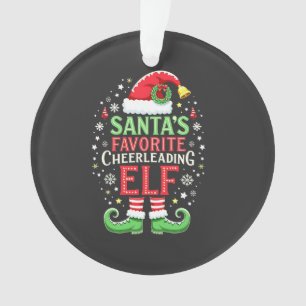 Santa's Favourite Cheerleading Elf Family Matching Ornament