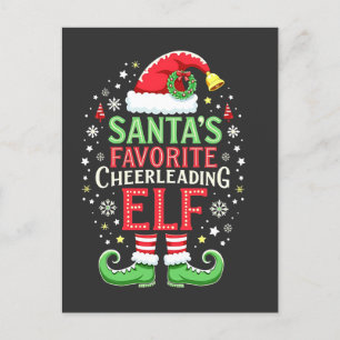 Santa's Favourite Cheerleading Elf Family Matching Postcard
