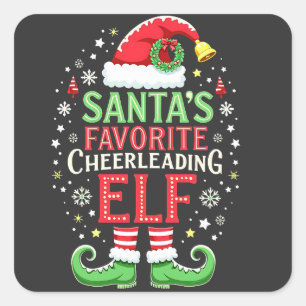 Santa's Favourite Cheerleading Elf Family Matching Square Sticker