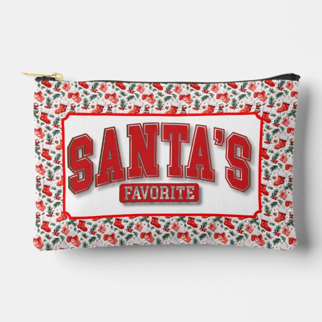 Santa's Favourite Christmas Themed Accessory Pouch (Front)
