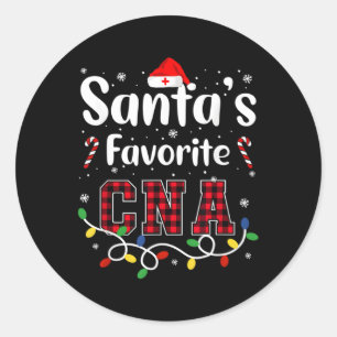 Santa'S Favourite Cna Certified Nursing Assistant Classic Round Sticker