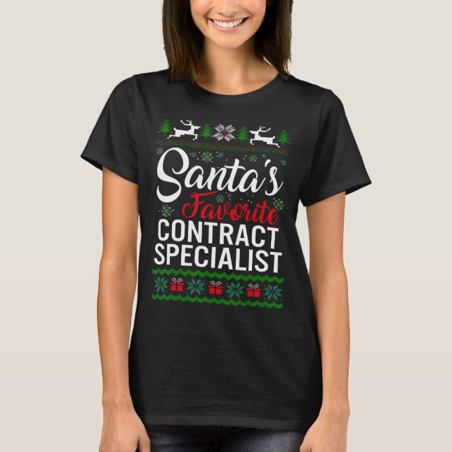 Santa's Favourite Contract Specialist Christmas Ug T-Shirt (Front)