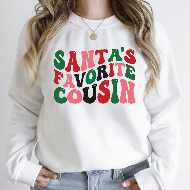 Santa's Favourite Cousin Christmas Groovy white T-Shirt (Santa's Favorite Cousin Christmas Groovy white T-Shirt)