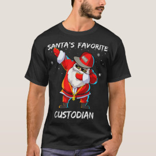 Santa's Favourite Custodian Funny Dabbing Santa Ch T-Shirt