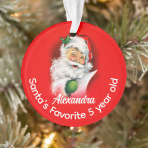 Santa's Favourite Custom Personalised Kids Name Ag Ornament