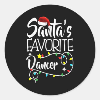 Santa's Favourite Dancer Christmas lights Santa Gi Classic Round Sticker